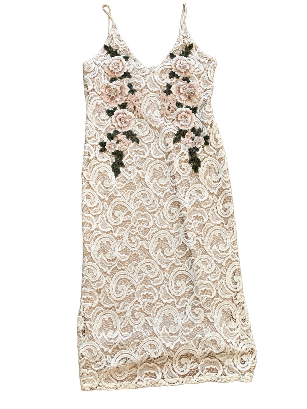 Love Fast Live Hard Lace Floral Embroidered Midi Dress M
